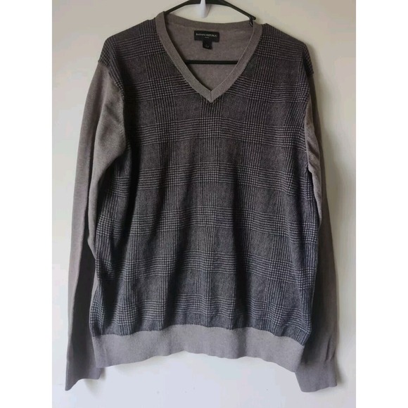 Banana Republic Other - Banana‎ Republic Men's Long Sleeve Glen Plaid Sweater Gray/Blue Size Large
